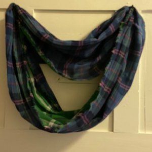 Infiniti Scarf - Reversible Blue and Green Plaid